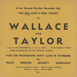 Lcgr1409 Prints: Progressive Party campaign poster in the 1948 U