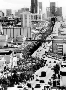 Rally Prints: Protesters marching along Geary Street to an anti-Vietnam War rally in Golden Gate Park