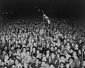Latinos Prints: Puerto Rican crowd waits to hear former Secretary of State Henry Wallace speak in New York City