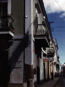 Stucco Prints: Puerto Rico. Street in San Juan, Puerto Rico. Photograph by Jack Delano, 1941