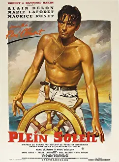 Barechested Prints: PURPLE NOON, (aka PLEIN SOLEIL), left: Alain Delon on French poster art, 1960