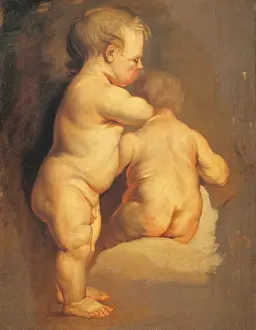 Innocence Prints: Two Putti, Flemish school, after Van Dick