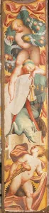 Wheel Prints: Putti holding fruits, keys, torch and a dragon