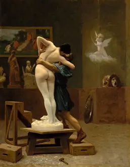Naked Prints: PYGMALION AND GALATEA, by Jean-Leon Gerome, 1890, French painting, oil on canvas