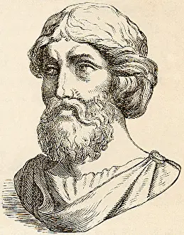 Philosopher Prints: PYTHAGORAS, printed engraving of the 6th century BC mathematician and philosopher