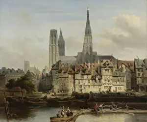 Docks Prints: The Quay de Paris in Rouen, by Johannes Bosboom, 1839, Dutch painting, oil on canvas