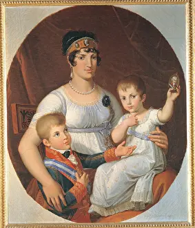 Neo Classical Prints: The Queen of Etruria Maria Louisa of Bourbon with children Charles Louis and Maria Louisa Charlotte