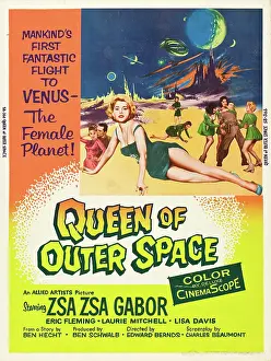 Zsa Zsa Prints: QUEEN OF OUTER SPACE, foreground: Zsa Zsa Gabor on poster art, 1958