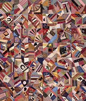 Embroidery Prints: QUILT TOP CRAZY PATTERN, 1885, American crafts