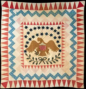 Embroidery Prints: QUILT, EAGLE PATTERN, 1837-50, New England