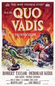 Biography Prints: QUO VADIS, US poster art, from left: Deborah Kerr, Robert Taylor, 1951