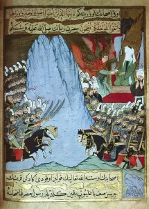 Iber1405nophotog Prints: The Qu'ran is revealed to Muhammad by angel Gabriel during a battle