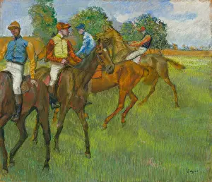 Dancers Prints: Before the Race, by Edgar Degas, 1887-1889, French Impressionist drawing, pastel on paper