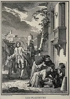 Theatre Prints: RACINE, Jean (1639-1699). Illustration of the comedy 'Les Plaideurs' (The Litigants)