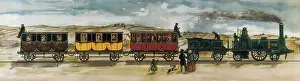 Litography Prints: Railway line Barcelona-Matar, opened the 28th October 1848