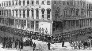Images Dated 18th June 2013: Raising of the Briggs House, Chicago, 1866