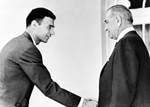 Author Prints: Ralph Nader, shakes hands with President Lyndon B