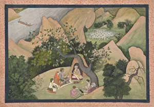 Lcgrfa1710 Prints: RAMA, SITA, AND LAKSHMANA AT THE HERMITAGE OF BHARADVAJA