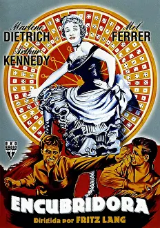 Dietrich Prints: RANCHO NOTORIOUS, (aka ENCUBRIDORA), top: Marlene Dietrich on Spanish poster art, 1952