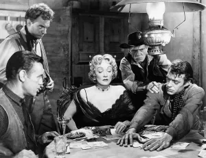 Winner Prints: RANCHO NOTORIOUS, Arthur Kennedy (back left), Marlene Dietrich, Jack Elam (right), 1952
