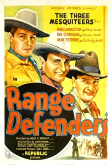 Corrigan Prints: RANGE DEFENDERS, from left: Bob Livingston, Ray Corrigan, Max Terhune, 1937
