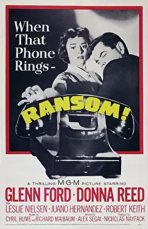 1956 Movies Prints: RANSOM!, US poster art, from left: Donna Reed, Glenn Ford, 1956