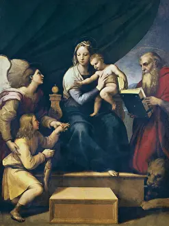 Sanzio Prints: Raphael (1483-1520). The Madonna of the Fish (The Madonna with the Archangel Gabriel and St)