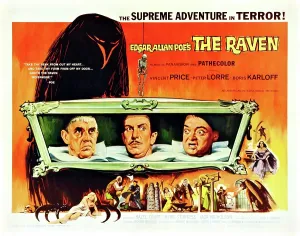 Price Prints: THE RAVEN, US lobbycard, from left: Boris Karloff, Vincent Price, Peter Lorre, 1963