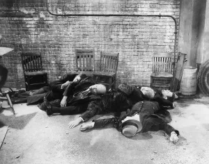 Moran Prints: Re-enactment of the St. Valentine's Day massacre from Roger Corman's 1967 film