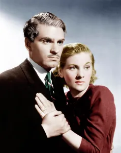 Clinging Prints: REBECCA, from left: Laurence Olivier, Joan Fontaine, 1940