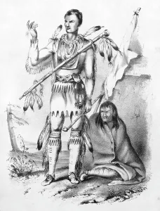 Fringed Jacket Prints: Red-Bird, a Winnebago. lithograph by George Catlin ca. 1838