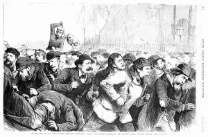 November Prints: The red flag in New York - riotous Communist workingmen driven from Tompkins Square by the mounted police