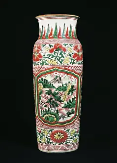 Zhonghua Prints: Red and green vase. Chinese art