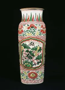 China Prints: Red and green vase. Chinese art