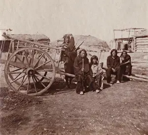 North Dakota Prints: Red River Carts were introduced to the Northern Plains Indians from French and Scottish models