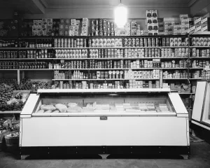 Retail Prints: Refrigerator for perishable meat and vegetables in a Washington