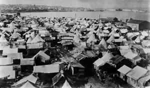 Lcgr1304 Prints: Refugee camp in Beirut, probably for Armenians. Ca. 1915-20. (BSLOC_2013_5_25)