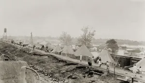 South Prints: Refugees at a tent city on the levee