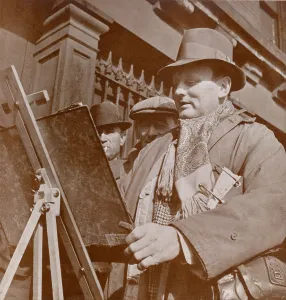 Marsh Prints: Reginald Marsh (1898-1954) American social realist painter sketching on New York City's 14th Street in 1941