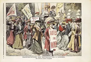 Englishwoman Prints: Reino Unido (20th c.). Suffragette demonstration in London