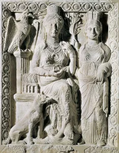 Syria Prints: Relief depicting Queen Zenobia and a slave