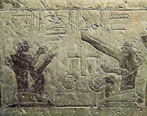 Egyptian Empire Prints: Relief model with shopkeeper. ca