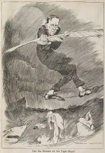 Australian Prints: CAN HE REMAIN ON THE TIGHT-ROPE? President Woodrow Wilson balancing with a quill pen