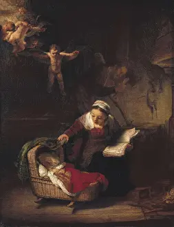 REMBRANDT, Harmenszoon van Rijn, called (1606-1669). Holy Family. 1645. Baroque art. Oil on canvas. RUSSIA. Saint Petersburg. State Hermitage Museum