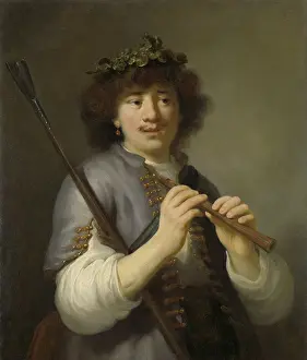 Painters Prints: Rembrandt as Shepherd with Staff and Flute