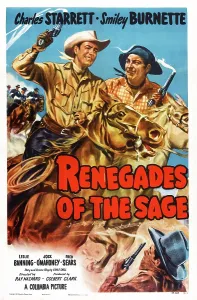 Burnette Prints: RENEGADES OF THE SAGE, US poster, from left: Charles Starrett, Smiley Burnette, 1949