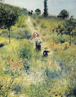 RENOIR, Pierre-Auguste (1841-1919). The Path through the Long Grass. ca. 1875. Central detail. Impressionism. Oil on canvas. FRANCE. Paris. Muse d'Orsay (Orsay Museum)