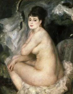 RENOIRPierre-Auguste (1841-1919). Nudeor Nude Seated on a Sofa (Anna). 1876. Impressionism. Oil on canvas. RUSSIA. Moscow. Pushkin Museum of Fine Arts