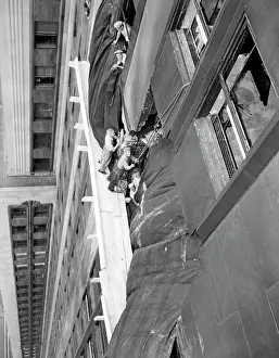 Disaster Prints: Repairs underway on the Empire State Building after a B-25 Bomber accidentally crashed into the 78th story