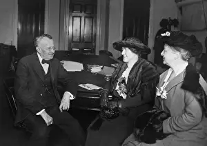 Fur Collar Prints: Representative Horace Mann Towner of Iowa meets with womens rights activists Mrs